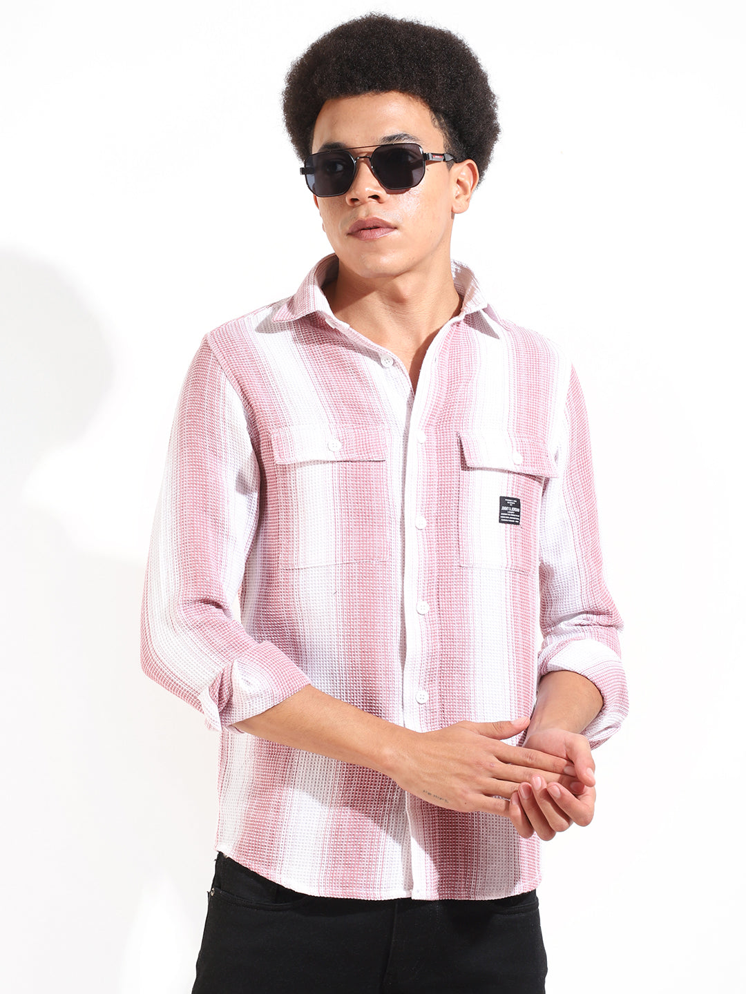 Waffle Stripe Pink Shirt