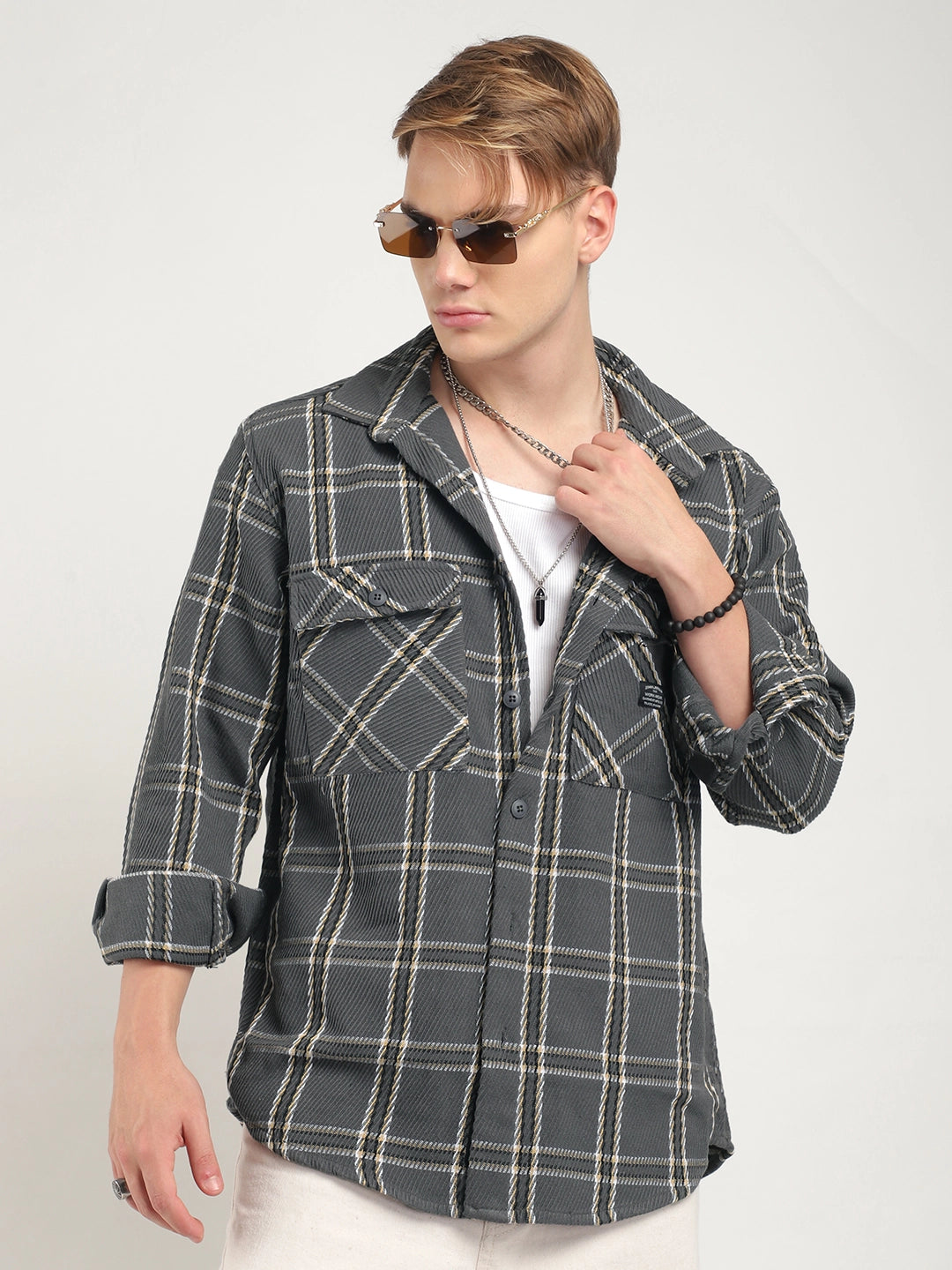 Royal Match Grey Check Full Sleeve Shirt