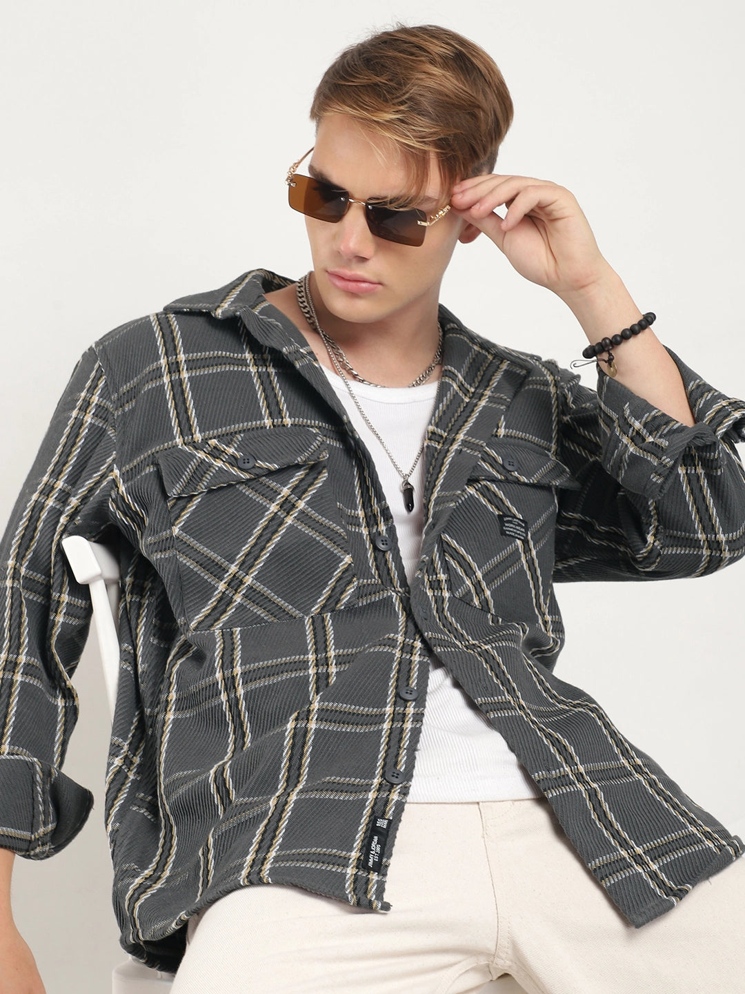 Royal Match Grey Check Full Sleeve Shirt