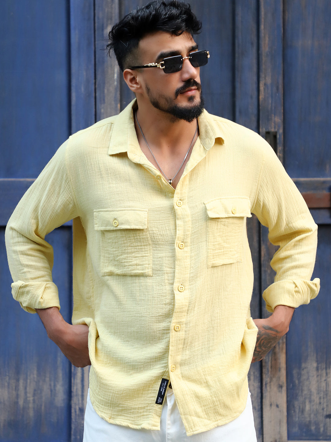 Vero Vibe Lucas Double Clothe Lemon Yellow Shirt