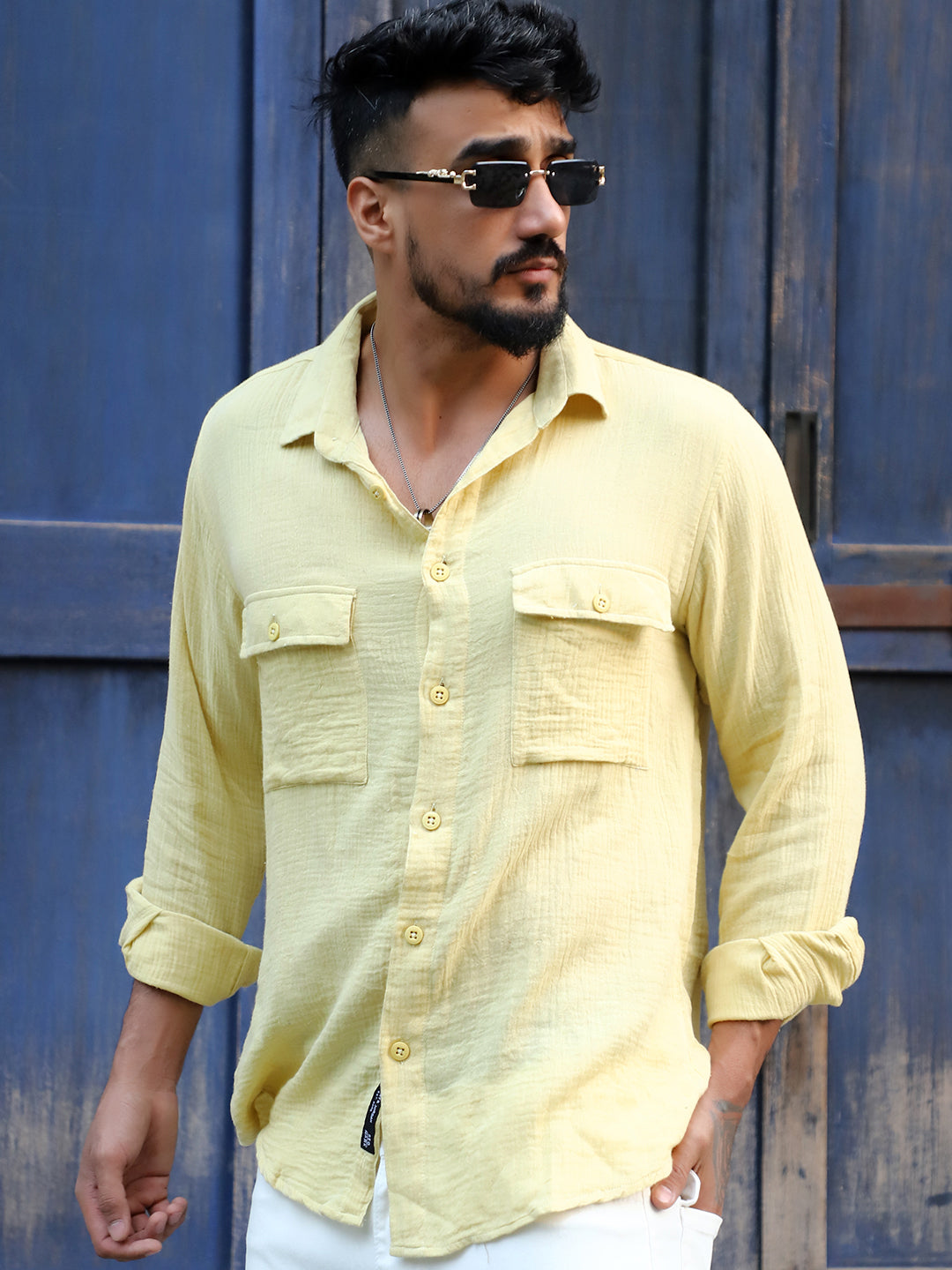 Vero Vibe Lucas Double Clothe Lemon Yellow Shirt