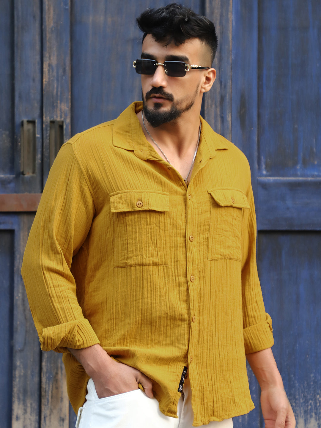 Vero Vibe Lucas Double Clothe Amber Shirt