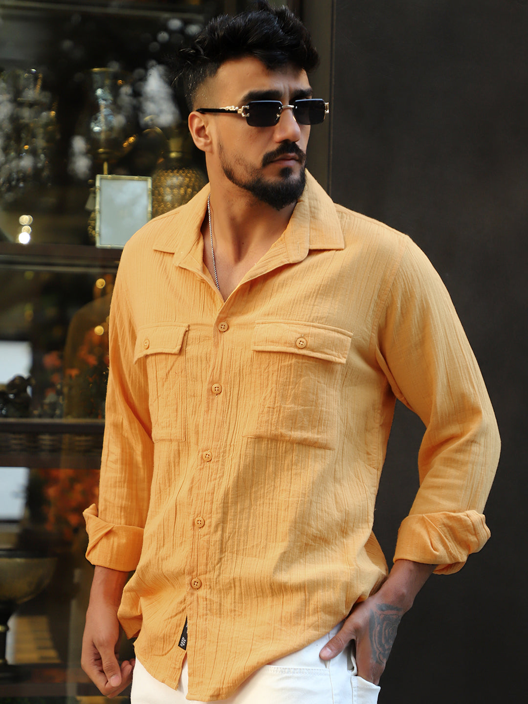 Vero Vibe Lucas Double Clothe Bright Yellow Shirt