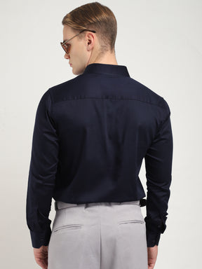 Streetwise Navy Satin Plain Shirt