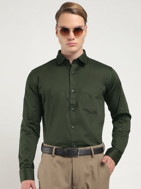 Streetwise Dark Green Satin Plain Shirt