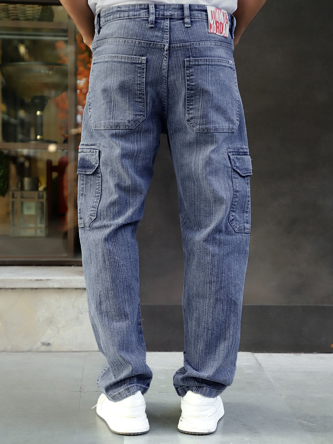 Caventor Blue Berry Blue Baggy Fit Denim Cargo