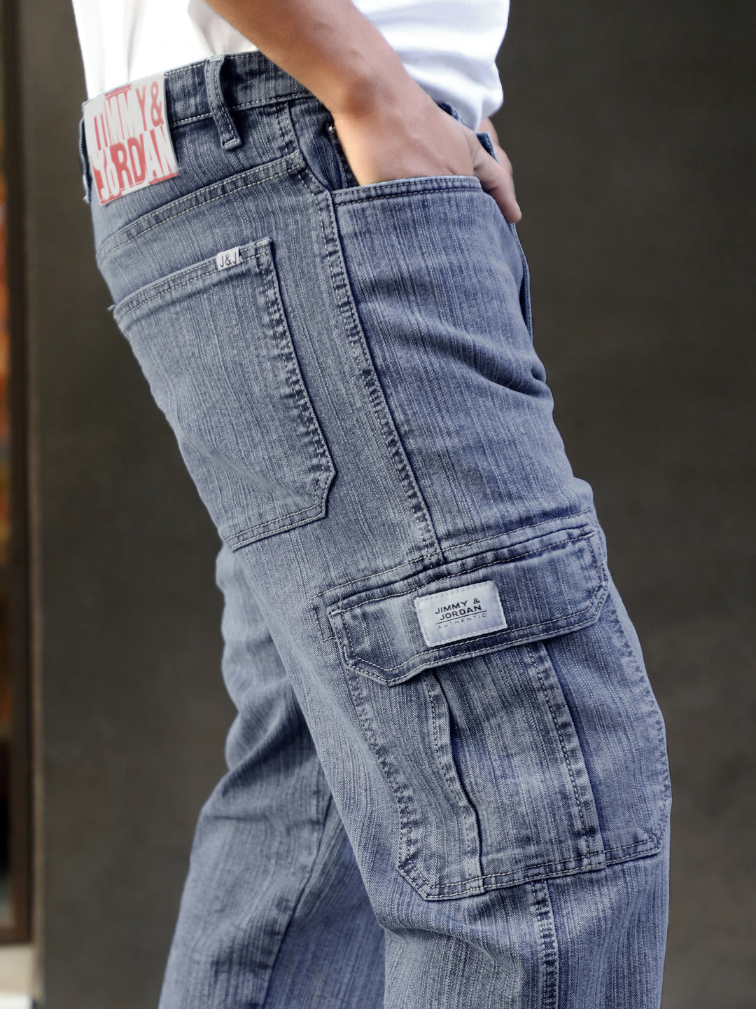 Caventor Blue Berry Blue Baggy Fit Denim Cargo