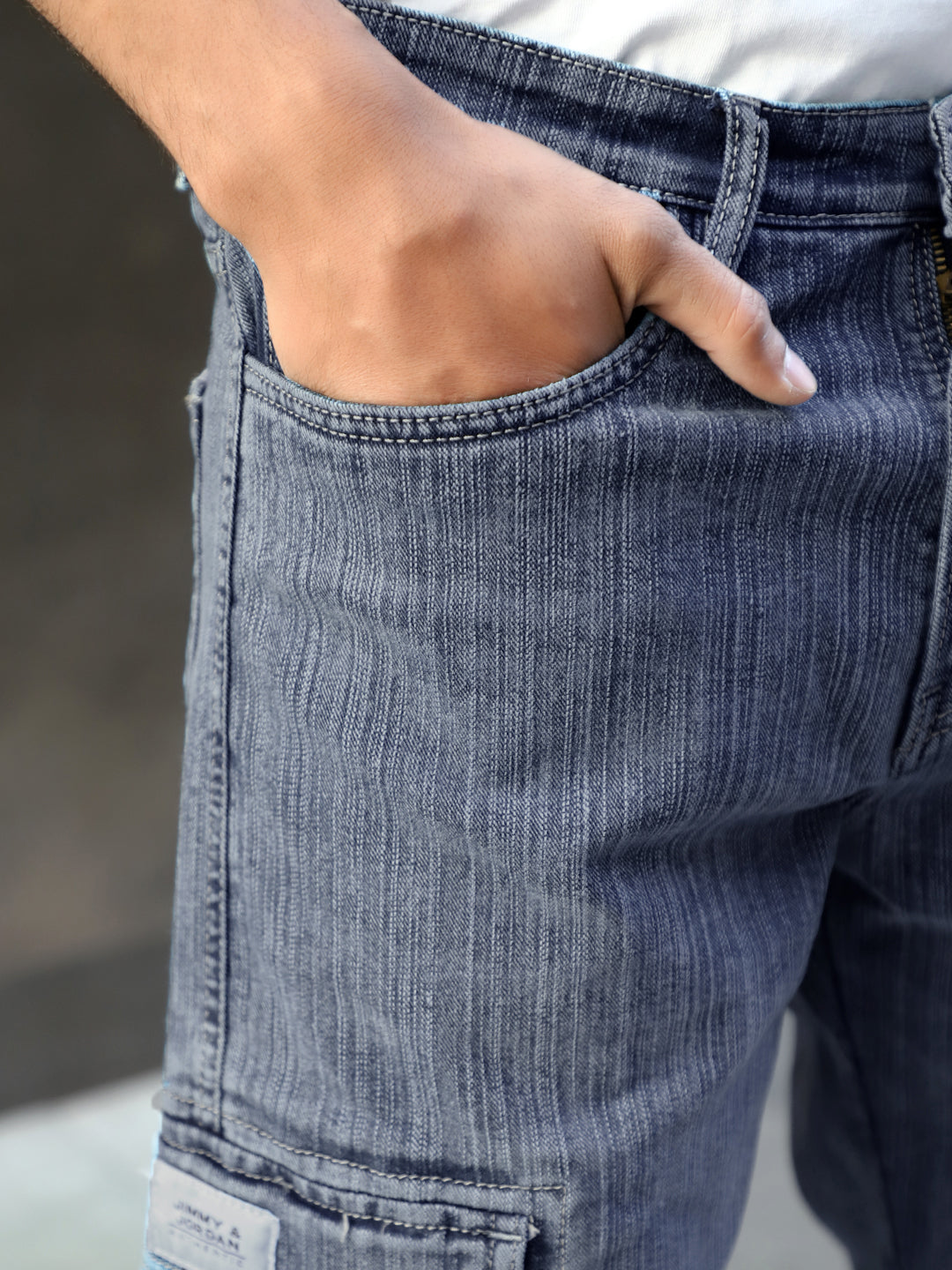 Caventor Blue Berry Blue Baggy Fit Denim Cargo