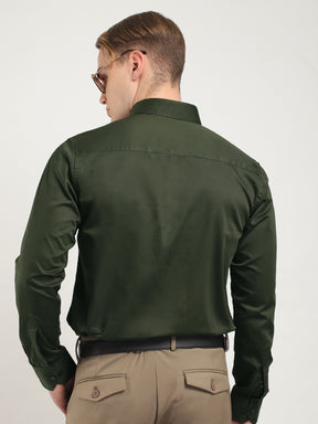 Streetwise Dark Green Satin Plain Shirt