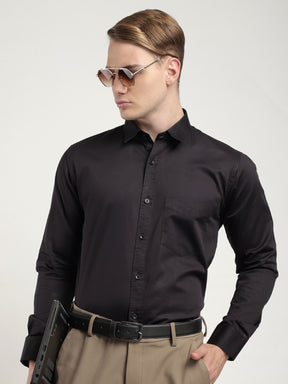 Streetwise Black Satin Plain Shirt