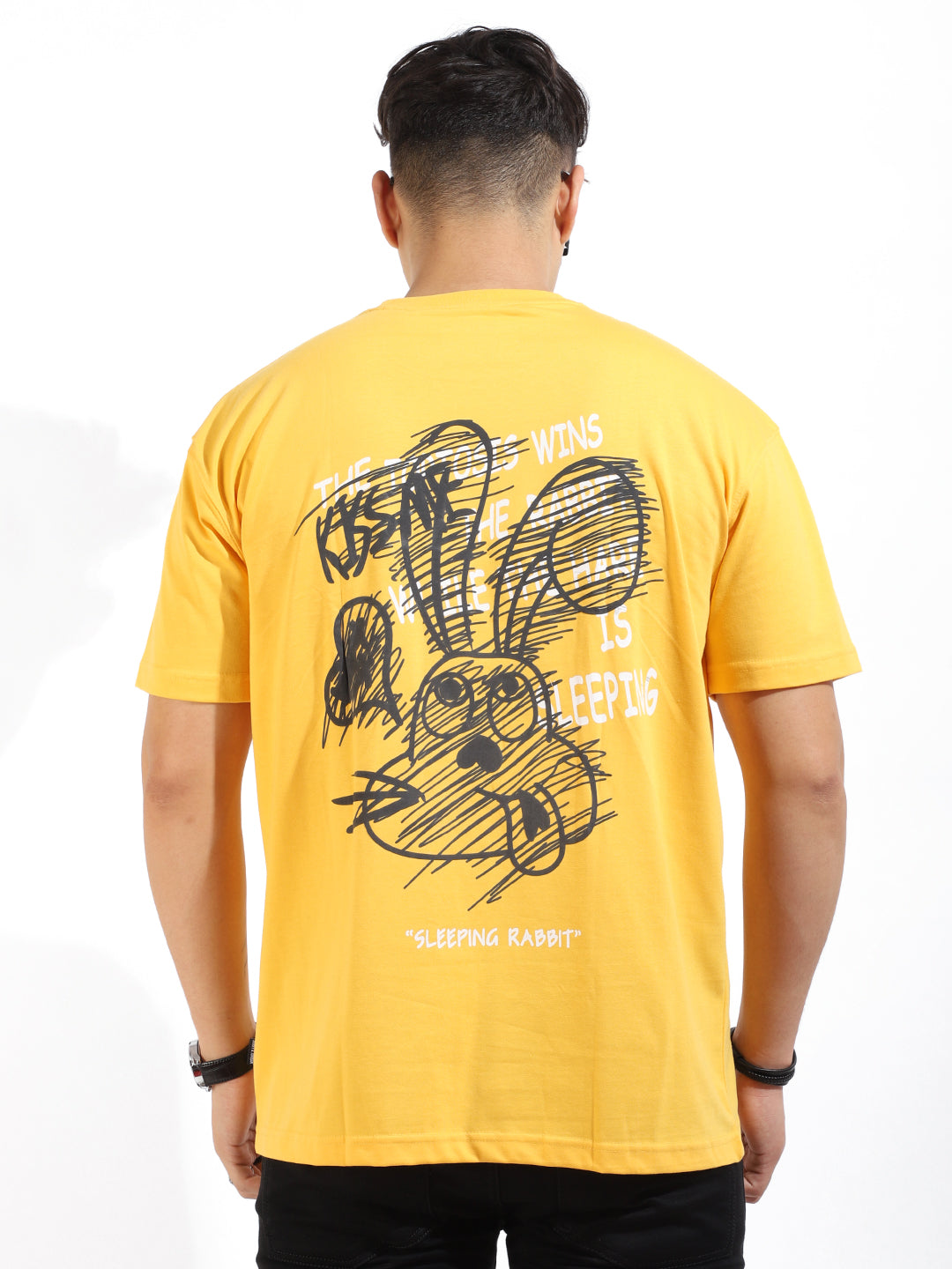 Sleeping Rabbit Oversized Yellow T-Shirt