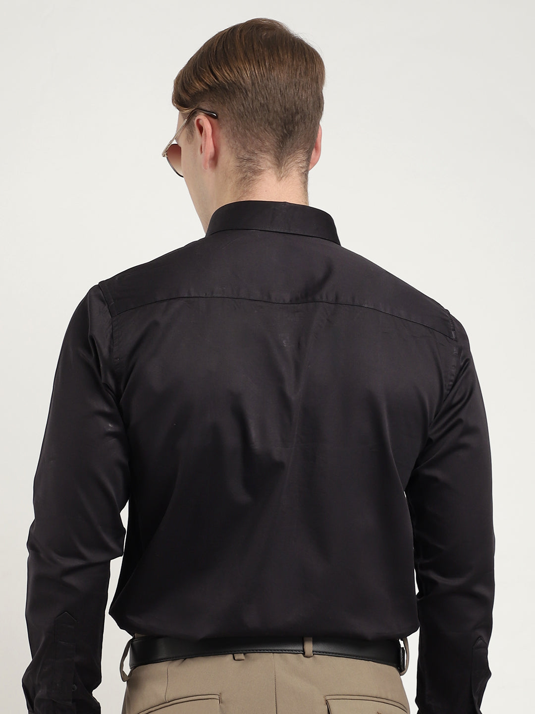 Streetwise Black Satin Plain Shirt