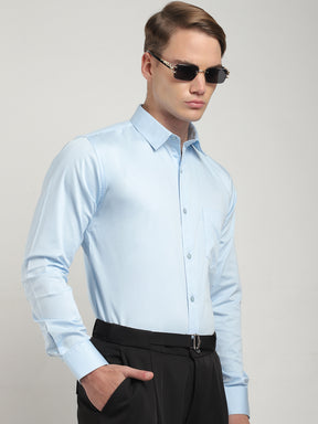 Streetwise Sky Satin Plain Shirt