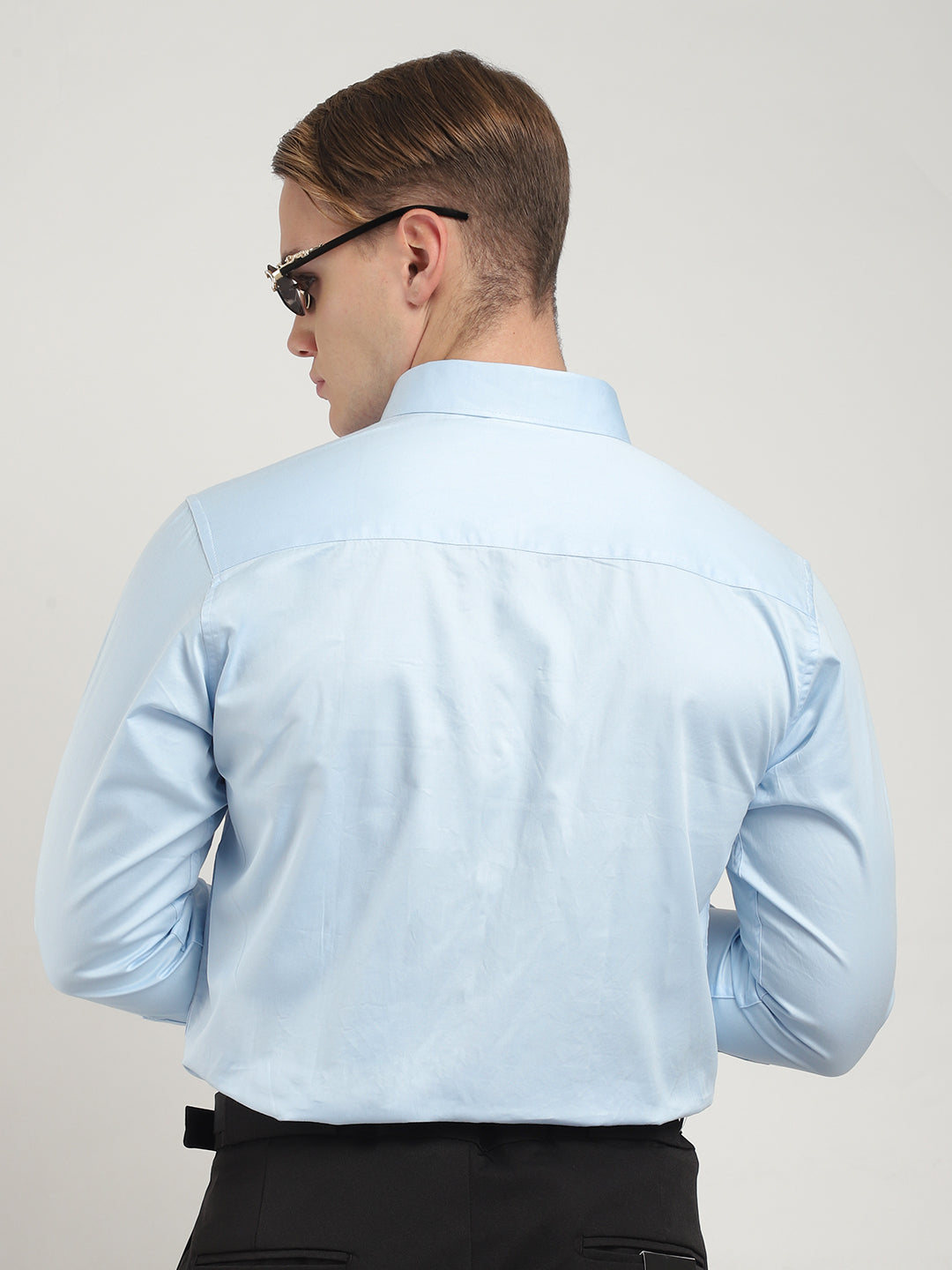 Streetwise Sky Satin Plain Shirt