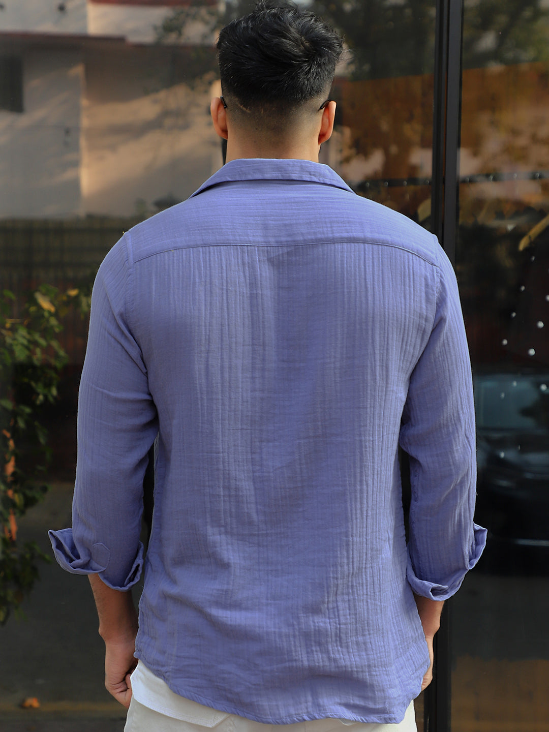 Vero Vibe Lucas Double Clothe Marble Blue Shirt