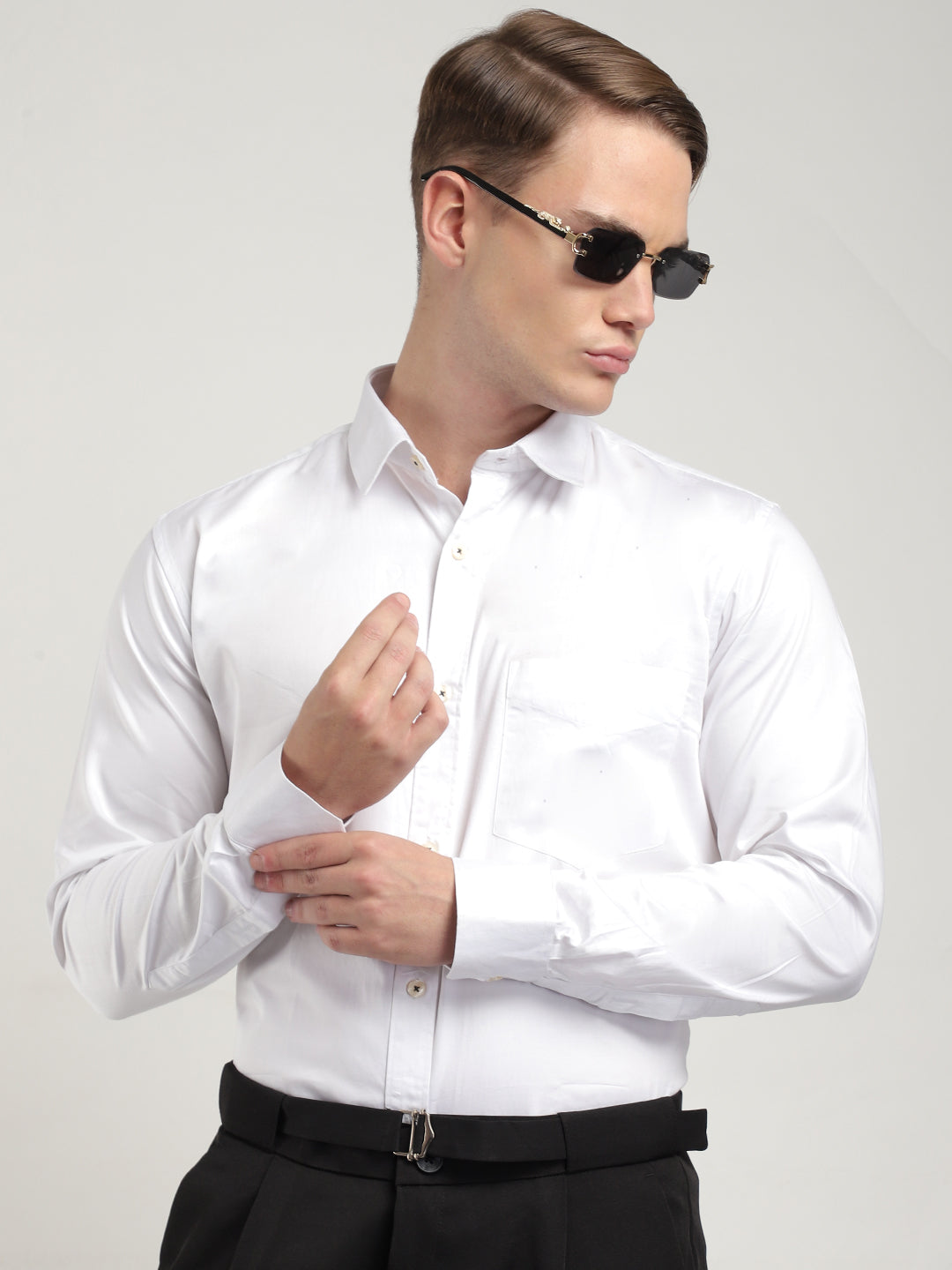 Streetwise White Satin Plain Shirt