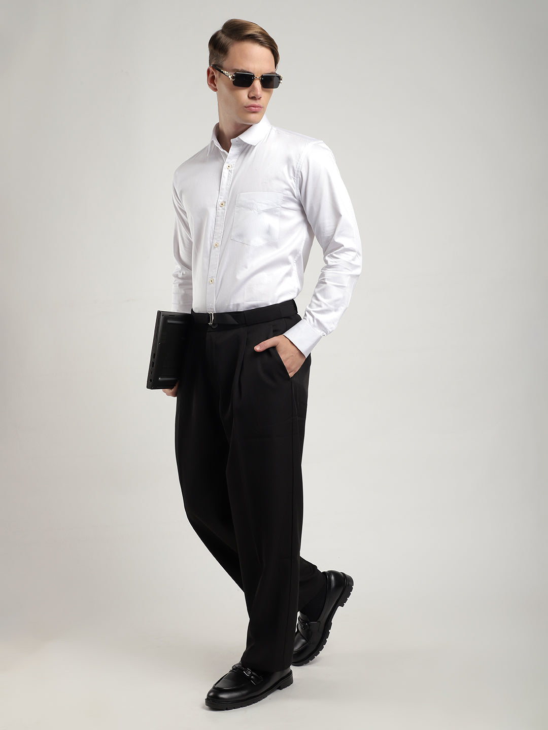 Streetwise White Satin Plain Shirt