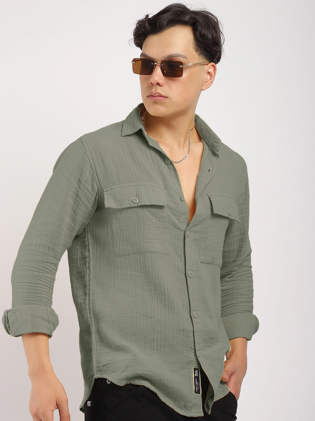 Vero Vibe Lucas Double Clothe Moss Green Shirt