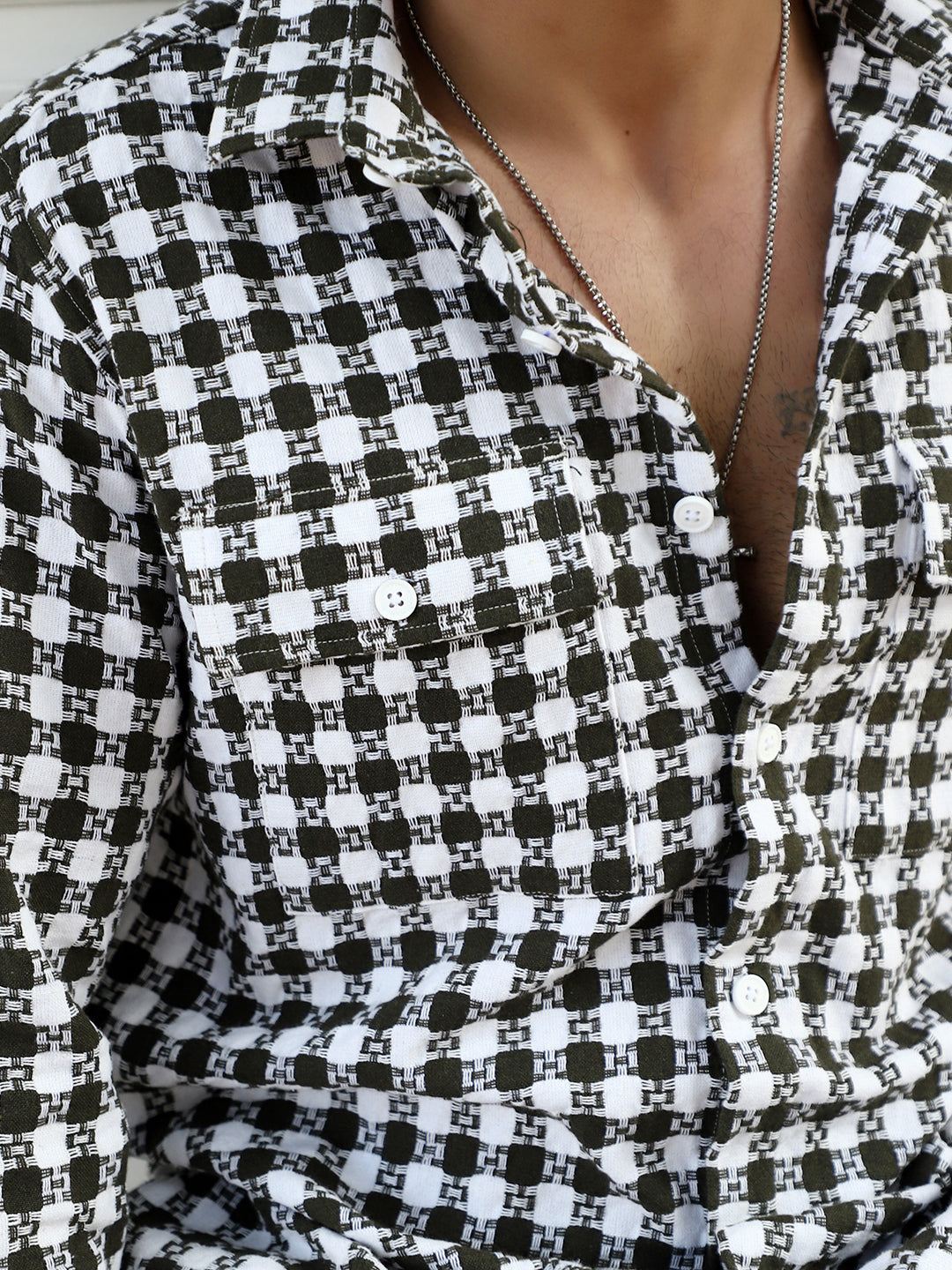 Polar Classic Olive Green Check Full Sleeve Shirt