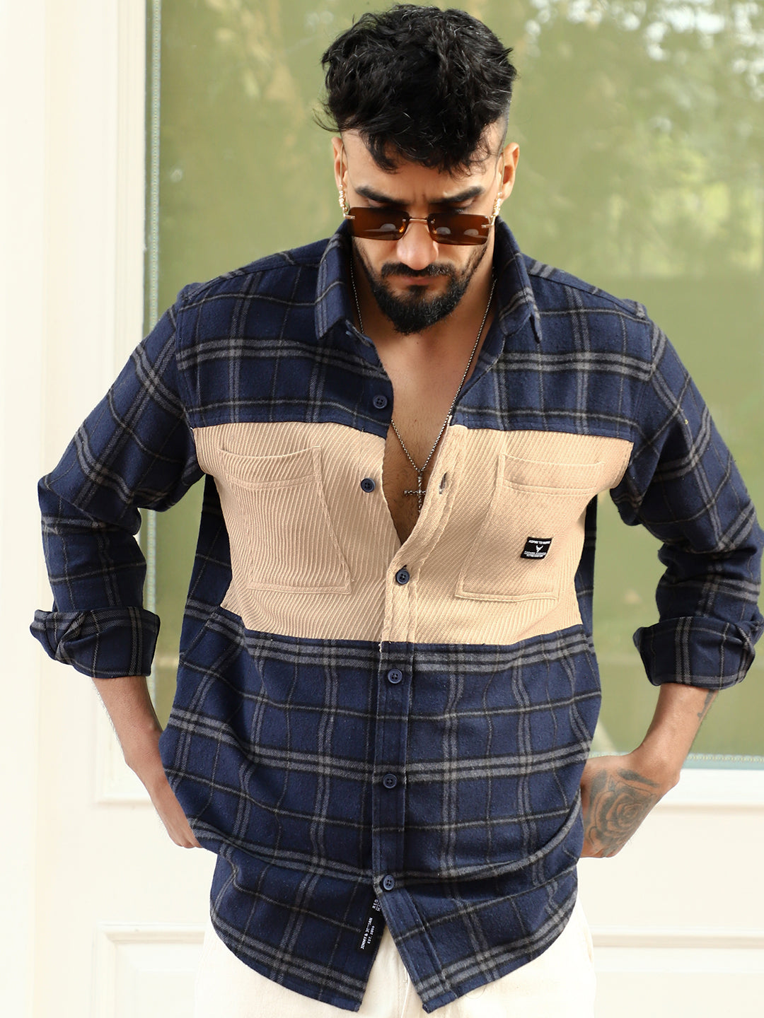 Thunderbird Dark Blue Check Full Sleeve Shirt
