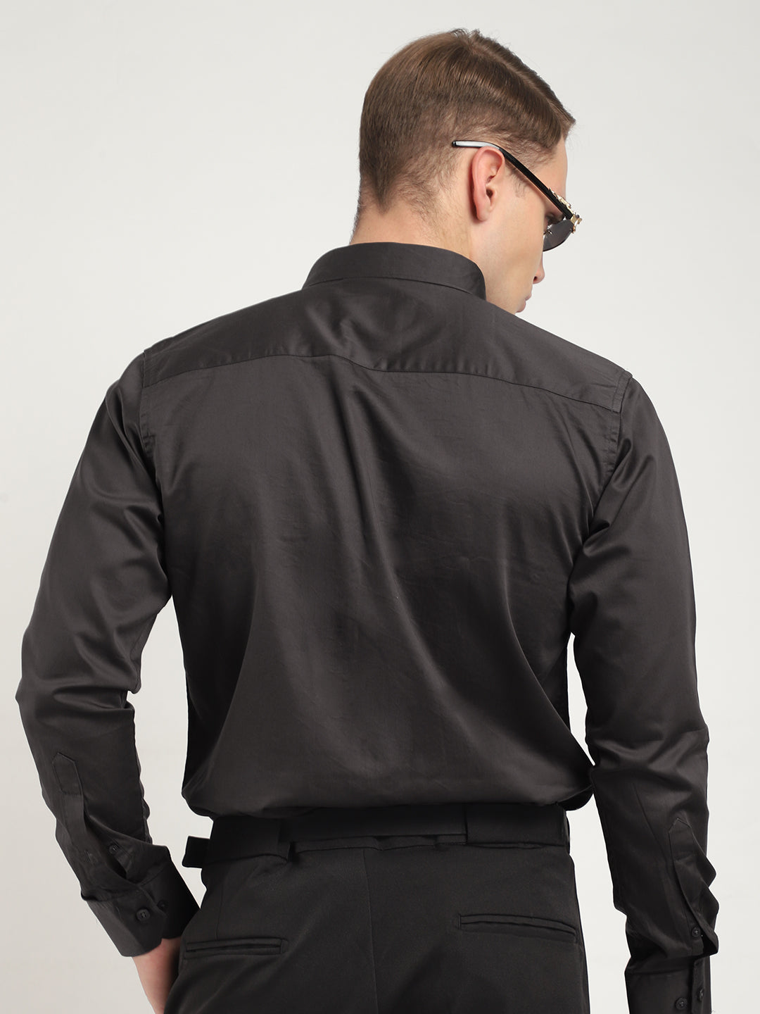 Streetwise Dark Grey Satin Plain Shirt