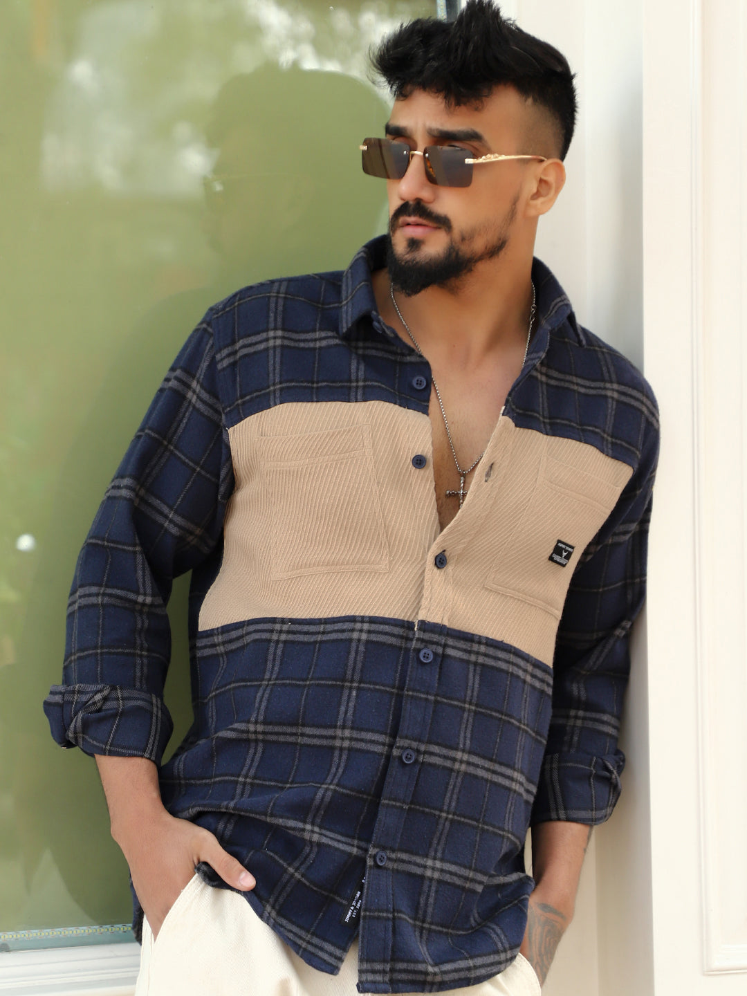 Thunderbird Dark Blue Check Full Sleeve Shirt