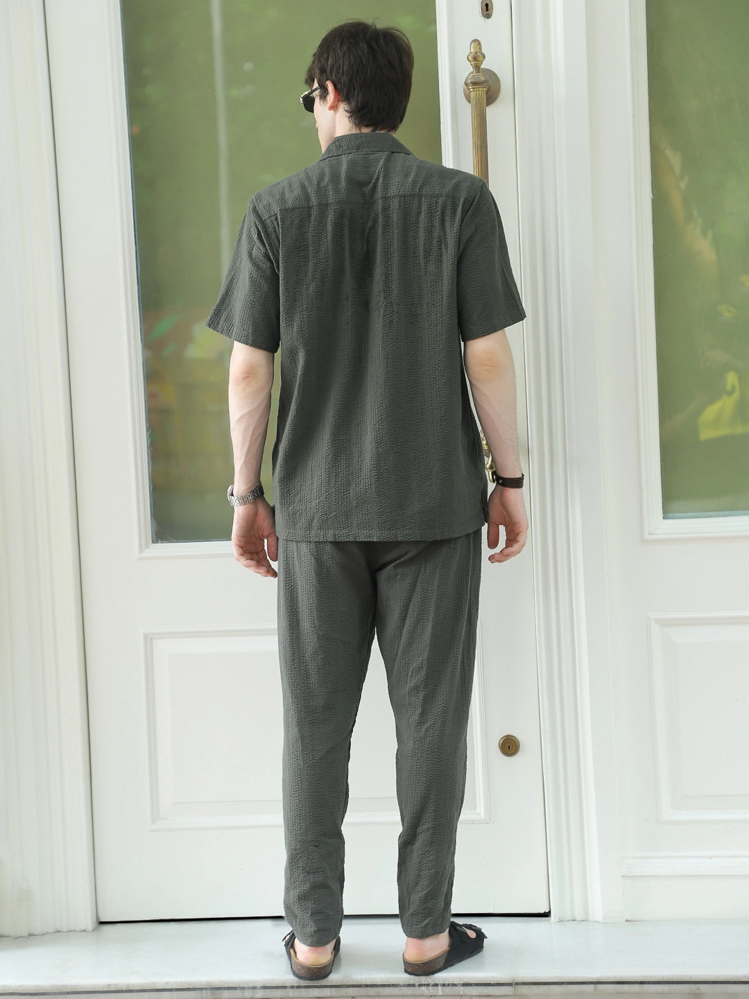 Cloudlines Oiive Green Textured Co Ord Set