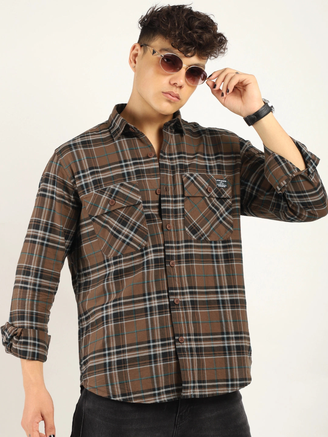 Einar Brown Check Full Sleeve shirt