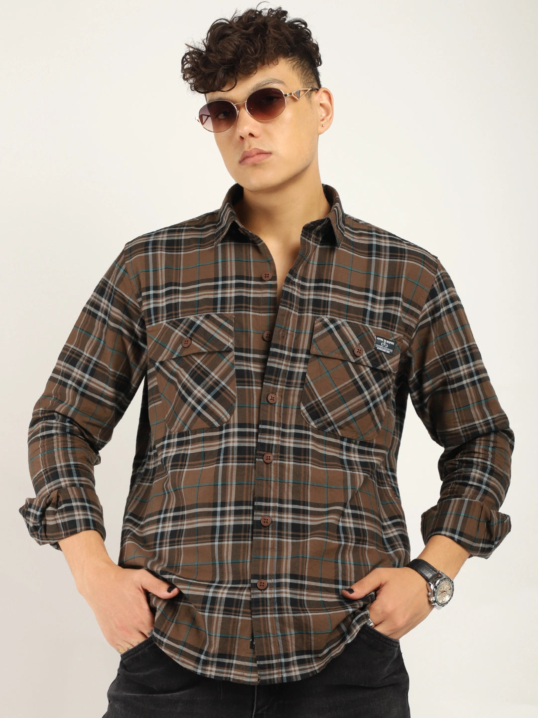 Einar Brown Check Full Sleeve shirt