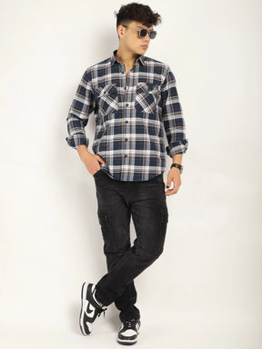 Einar Navy Check Full Sleeve shirt