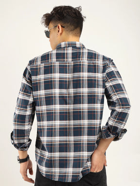 Einar Navy Check Full Sleeve shirt