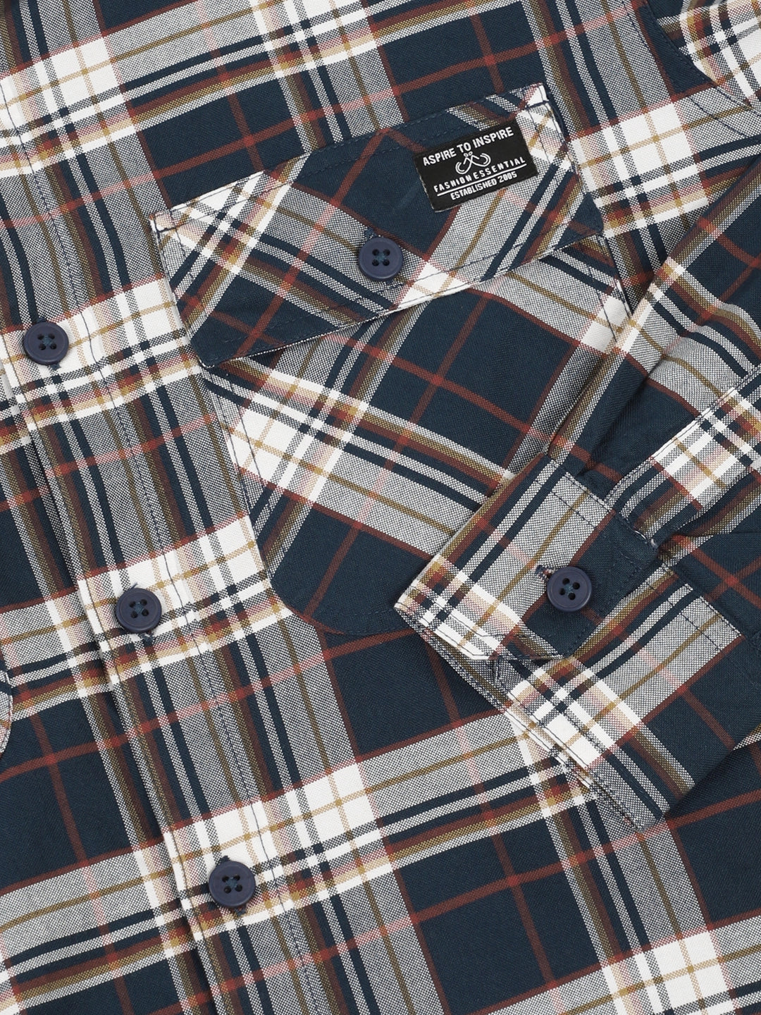 Einar Navy Check Full Sleeve shirt