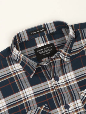 Einar Navy Check Full Sleeve shirt