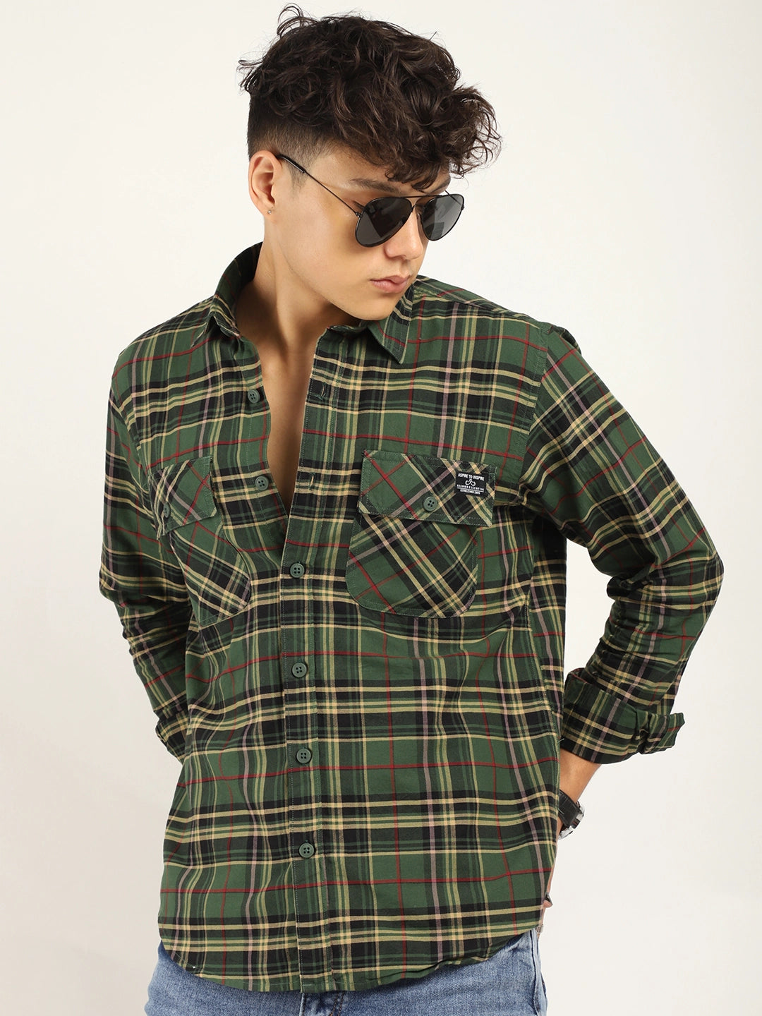 Einar Dark Green Check Full Sleeve shirt