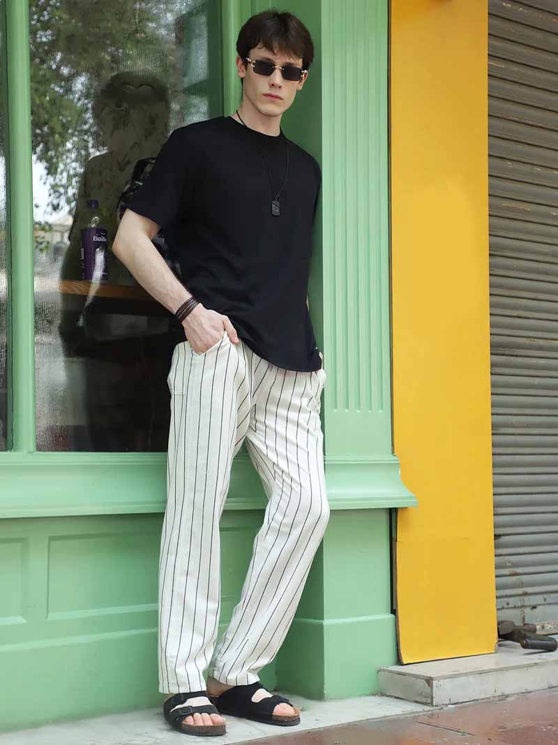 Frostline Off White Stripe Trouser