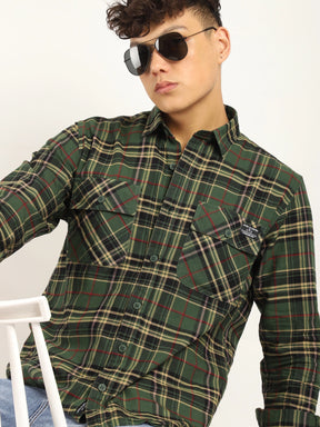 Einar Dark Green Check Full Sleeve shirt