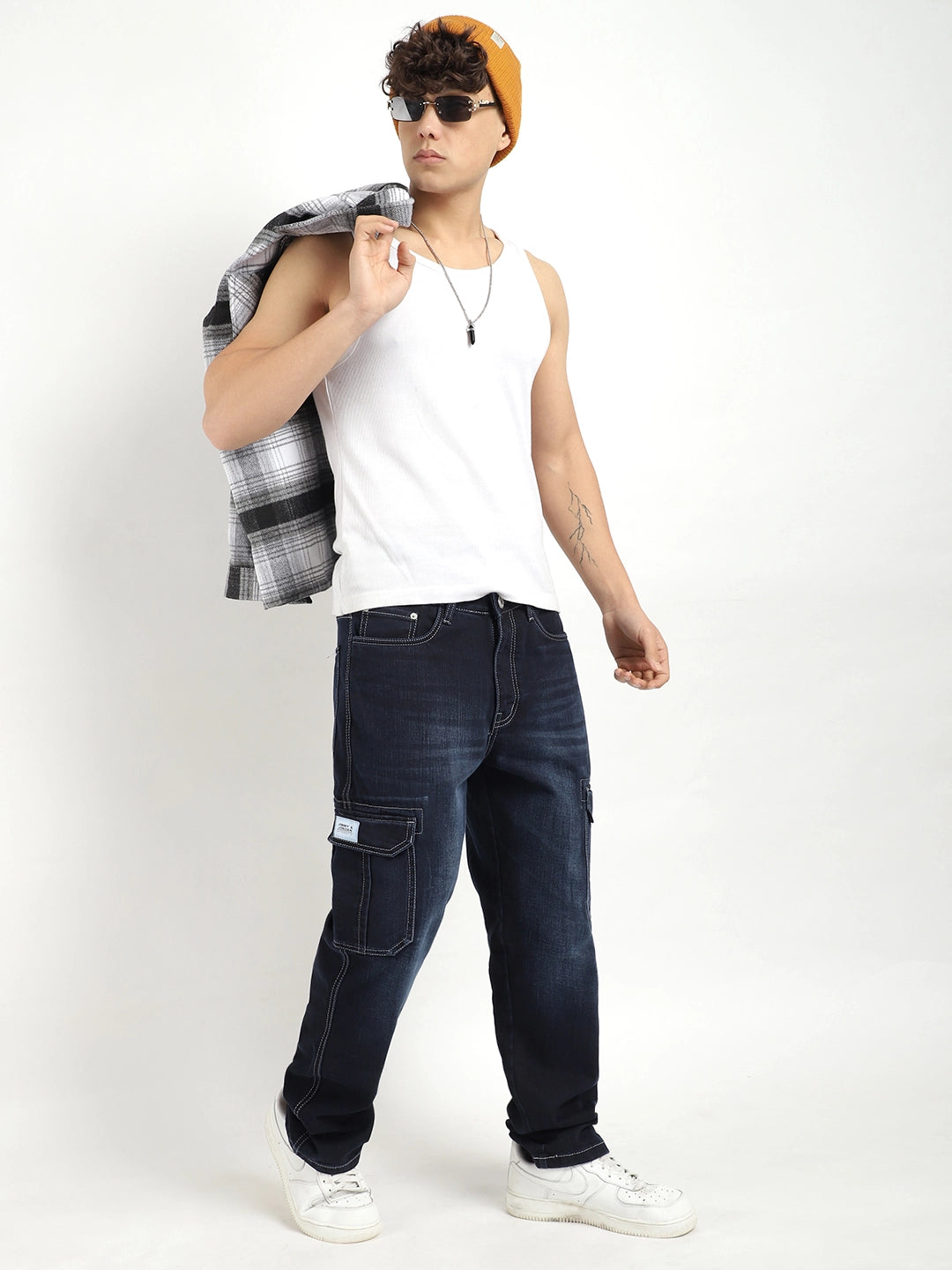 Blue Denim Cargo Men