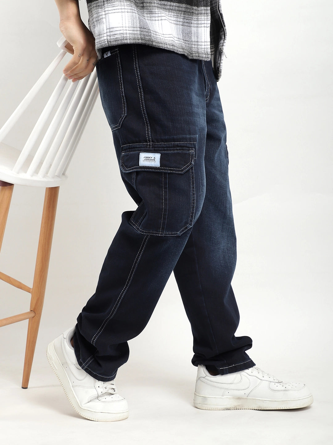 Blue Denim Cargo Men