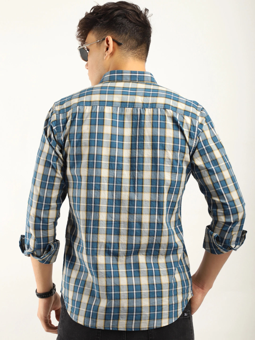 Bram Navy Check Full Sleeve Shirt