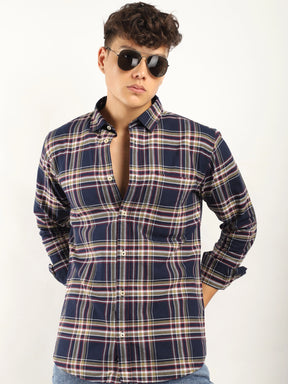 Sage Navy Check Full Sleeve Shirt