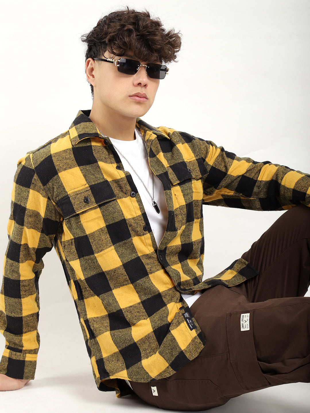 Yellow Check Flannel Shirt