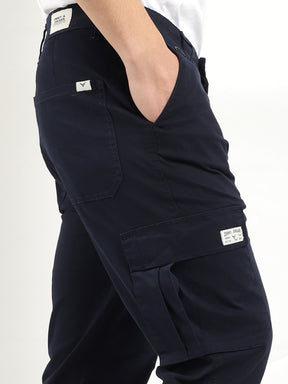 Crest Wears Navy Blue Cotton Cargo