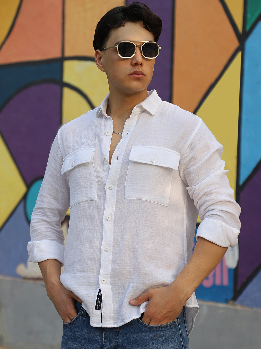 Vero Vibe Lucas Double Clothe White Shirt