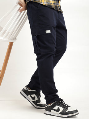 Crest Wears Navy Blue Cotton Cargo