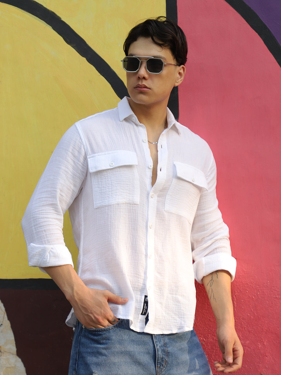 Vero Vibe Lucas Double Clothe White Shirt