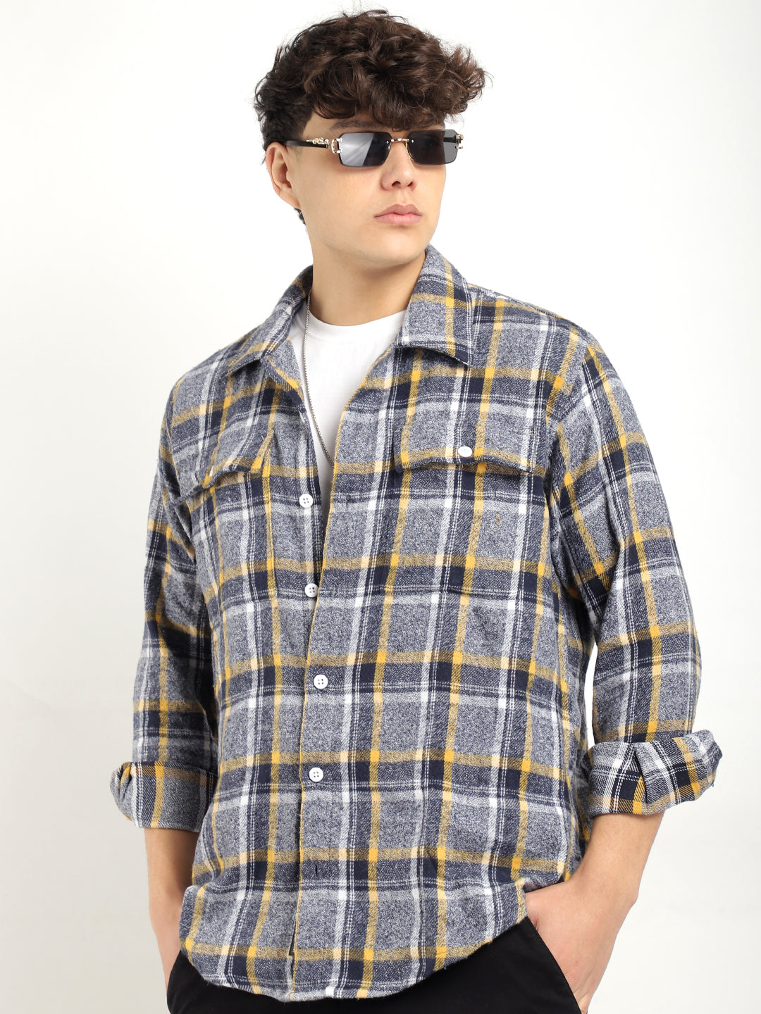 Grey Check Flannel Shirt