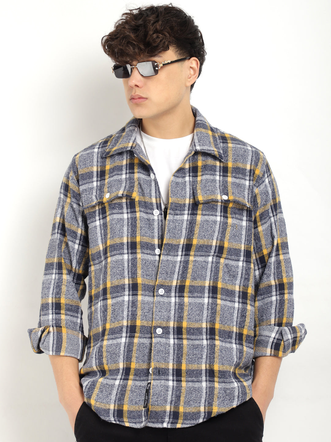 Grey Check Flannel Shirt