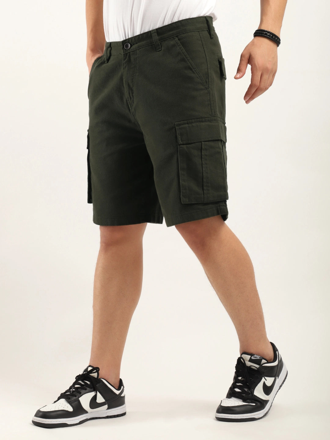 Fusion Dark Green Cotton Shorts