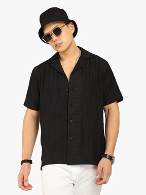 Basic Stripe Black Half Sleeve Shirt