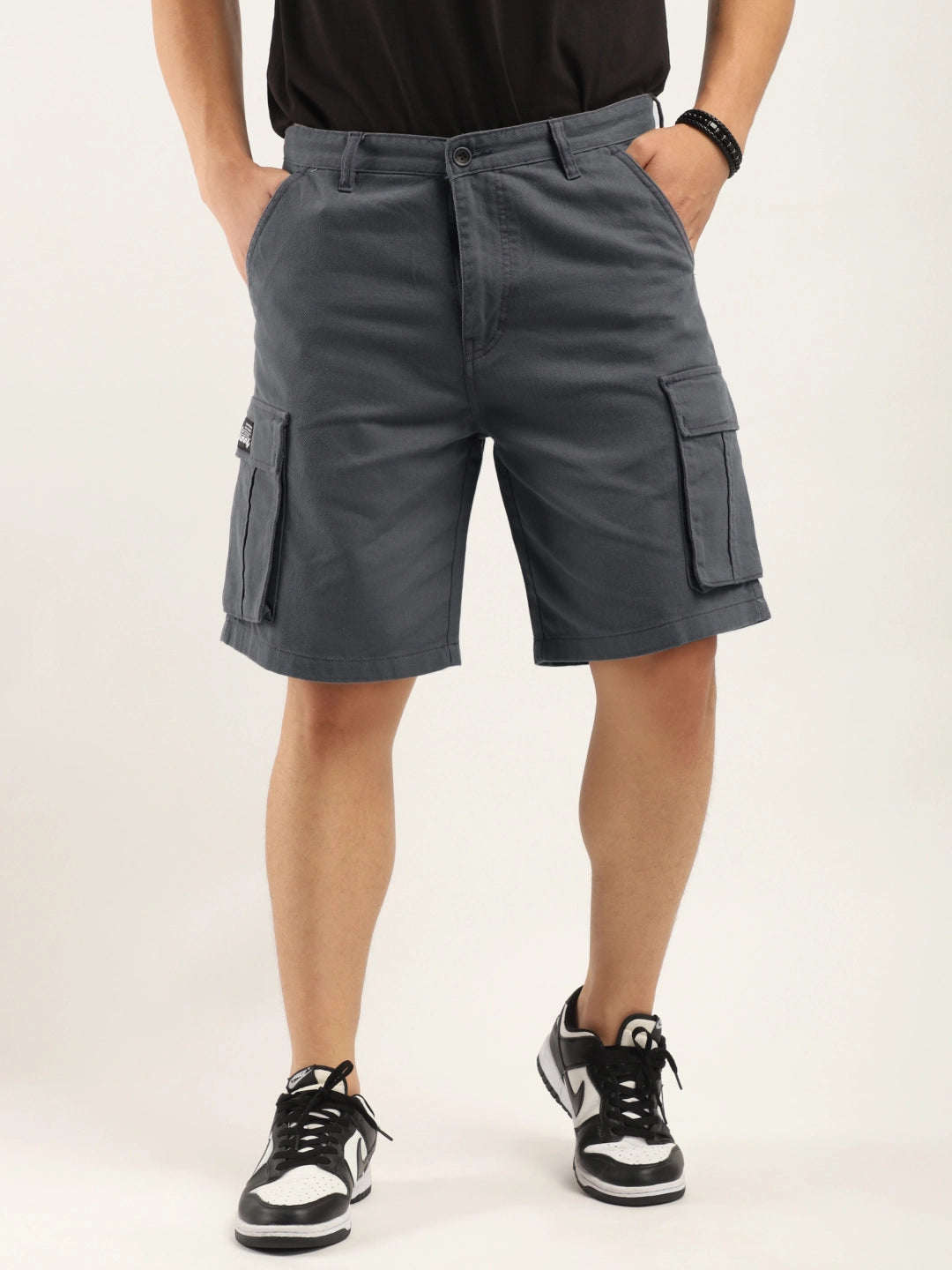 Fusion Dark Ash Grey Cotton Shorts